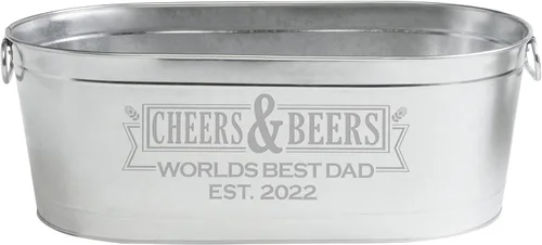 Let's Make Memories Tina Personalizada para Bebidas Cheers & Beers – Tina Galvanizada Personalizada para Bebidas – Para Entretenimiento Saludos y
