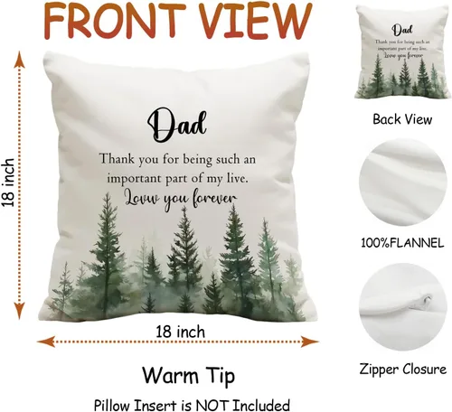 Miniatura 7 de Fundas de almohada acogedoras para papá, regalos de agradecimiento para papá y padre, almohada de cojín conmovedora para papá, 18 x 18 pulgadas