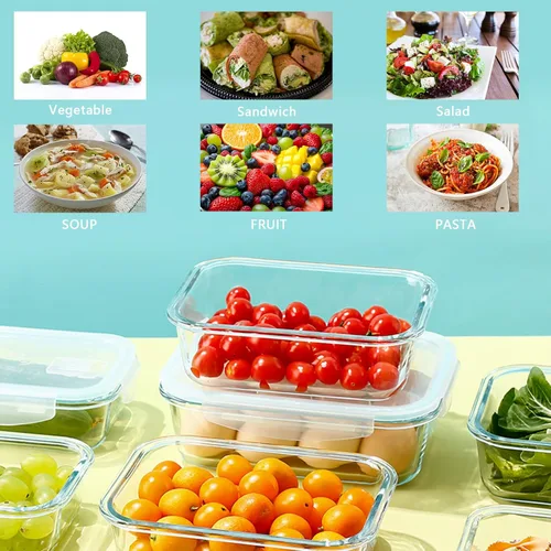 Miniatura 8 de Paquete de 2 recipientes de almacenamiento de vidrio grandes de 87.9 fl oz/88 onzas con tapas, juego de recipientes de alimentos para preparación