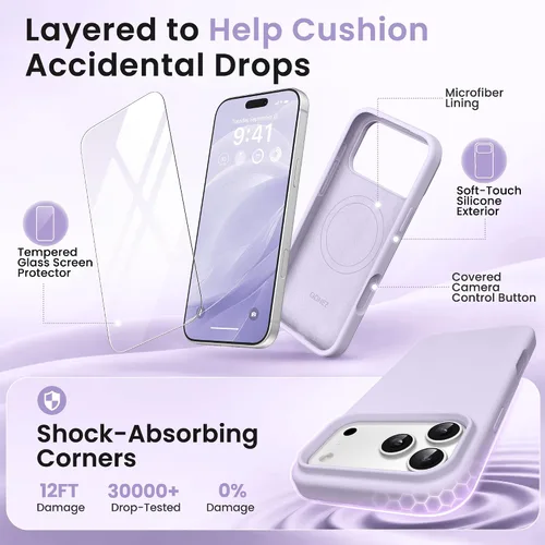 Miniatura 557 de GONEZ Funda de silicona para iPhone 15 Pro Max, compatible con Magsafe, protector de cámara + protector de pantalla, forro de microfibra suave