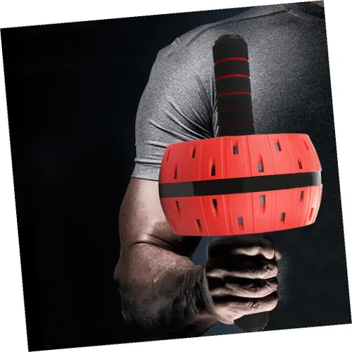 Miniatura 4 de BESPORTBLE Rueda de rodillo de abdominales roja con rodillera para entrenamiento de fuerza central, equipo de fitness para entrenamiento de brazos