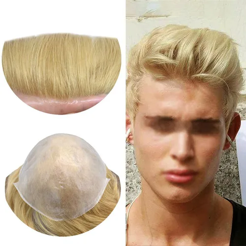Miniatura 24 de Toupee - Sistemas de cabello humano para hombre, 0.002 in, piel ultrafina para hombre, tupé en V, polivinílico de poliuretano natural, piezas