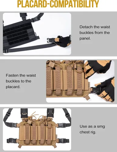 Miniatura 5 de ONETIGRIS ROC Chest Rig Panel modular táctico con correa de hombro extraíble y correa de cintura