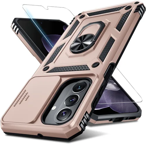 Miniatura 16 de Janmitta Funda compatible con Samsung Galaxy A26 5G, funda integrada para lente de cámara deslizante + protector de pantalla + soporte de anillo