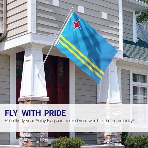 Miniatura 2 de Anley Fly Breeze - Bandera de Aruba de 3 x 5 pies, color vivo y a prueba de decoloración, cabecera de lona y doble costura, banderas de Aruba