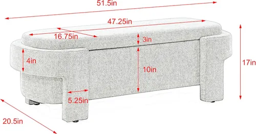 Miniatura 2 de Polibi Banco tapizado con gran espacio de almacenamiento, banco otomano de almacenamiento para el extremo de la cama, para sala de estar, entrada