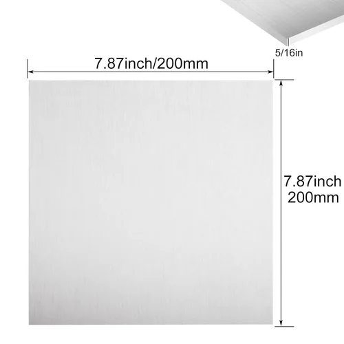 Miniatura 2 de Paquete de 2 láminas de aluminio 6061 T6 de 8 x 8 x 5/16 pulgadas, placa plana de aluminio finamente pulido y desbarbado, 0.315 pulgadas de grosor