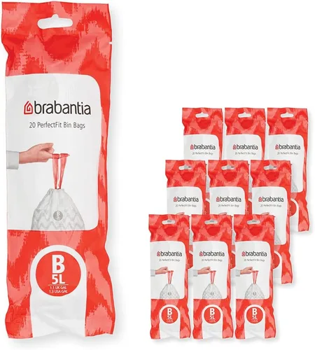 Miniatura 14 de Bolsas de basura Brabantia PerfectFit (Tamaño M/16 Gal) Bolsas gruesas de plástico para caneca de basura con asas de cordón (40 bolsas)