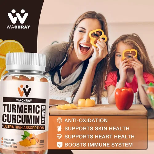 Miniatura 4 de Gomitas de curcumina de cúrcuma con extracto de jengibre y pimienta negra, paquete de 2 suplementos de gomitas tuméricas para inflamación del dolor