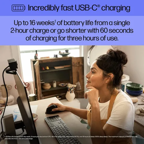 Miniatura 6 de HP 920 - Ratón ergonómico vertical inalámbrico Bluetooth 5.3 y dongle USB, 5 botones programables, batería de 16 semanas, multidispositivo