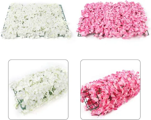 Miniatura 2 de Paneles de pared de flores artificiales, tapete de pared de flores 3D, paneles de flores de seda de 16 x 24 pulgadas, hechos a mano con flores