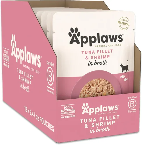 Applaws Alimento húmedo natural para gatos en caldo, ingredientes limitados y naturales, alto contenido de proteínas sin aditivos artificiales,