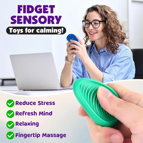 Miniatura 5 de Juguetes Fidget para Adultos de Piedra Sensorial: Paquete de 6 Piedras de Preocupación Texturizadas para Niños Autistas para Calmarse - Juguetes
