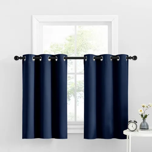 Miniatura 228 de NICETOWN Cortinas opacas de cocina para ventana sobre el fregadero, aislamiento térmico, decoración del hogar, pequeños niveles opacos con ojales