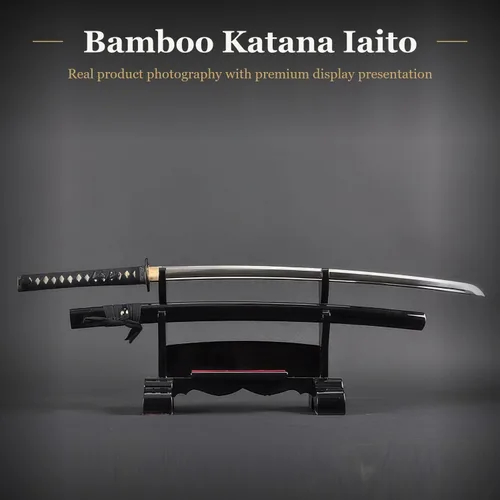 Miniatura 2 de Handmade Sword - Espada Katana de entrenamiento Iaido sin afilar de acero inoxidable, hecha a mano, espada completa, vaina negra