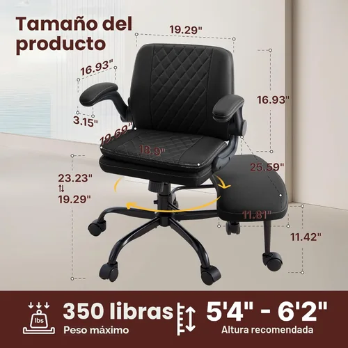 Miniatura 2 de AreShark Silla de Oficina con Piernas Cruzadas: Silla de Escritorio Criss Cross para TDAH con Ruedas y Reposapiés Giratorio Extensible - Silla
