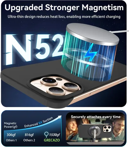 Miniatura 3 de GRECAZO Funda magnética delgada para iPhone 15 Plus de 6.7 pulgadas (2023), ultrafina, ligera, duradera, sin marco, mate, rígida, MagSafe con anillo