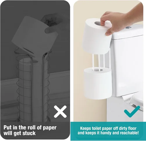 Miniatura 20 de Conworld Soporte de pared para almacenamiento de papel higiénico, dispensador portarrollos de papel higiénico sobre el tanque de reserva