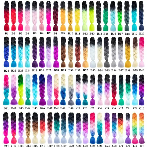Miniatura 6 de Xiaofeng Extensiones de cabello trenzado coloridas Ombre de 61 cm, 3 unidades, trenzas Jumbo de alta temperatura para trenzas en zigzag y trenzas