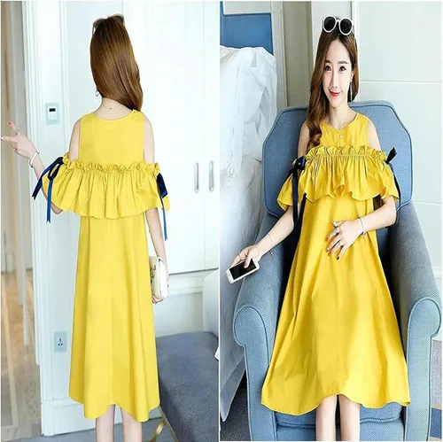 Miniatura 3 de Ropa anti-radiación, vestidos de maternidad para embarazadas, faldas superiores de protección de doble capa EMF Shield Shield*1, mediano, amarillo