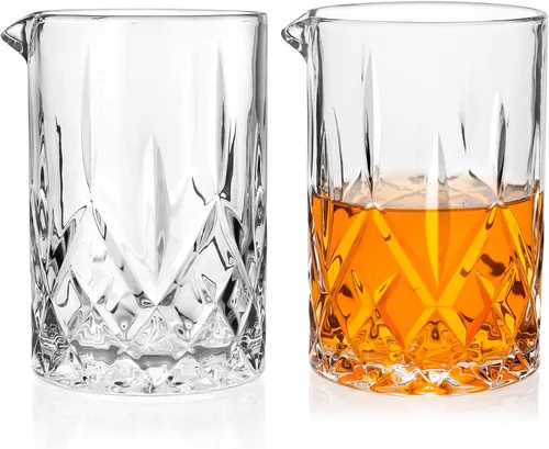 Miniatura 9 de Vaso mezclador de cóctel Cambareign, vaso mezclador de cristal de 18.5oz, vasos de fondo grueso para remover en la barra, jarra mezcladora