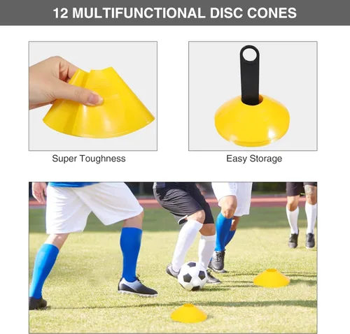 Miniatura 7 de Vallas de agilidad ajustables, 4 alturas de vallas de entrenamiento de velocidad, equipo portátil de entrenamiento de velocidad con bolsa