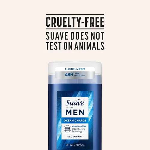 Miniatura 8 de Suave Desodorante antitranspirante Ocean Charge para hombre, sin aluminio, para protección contra olores y humedad durante 48 horas, 2.7 onzas