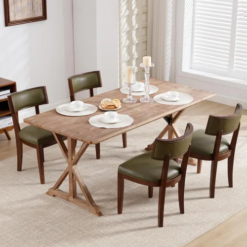 Miniatura 3 de LZAREAL Juego de 2 sillas de comedor modernas de mediados de siglo, sillas de comedor de granja con respaldo curvo, sillas de comedor con patas