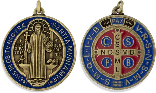 Miniatura 3 de Venerare Medalla de San Benito de lujo de 2 pulgadas, metal, esmalte
