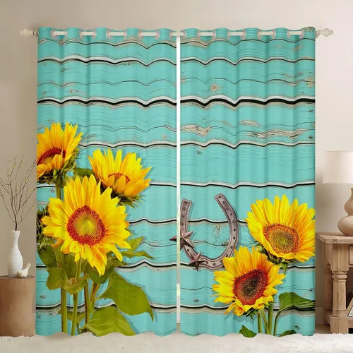 Cortinas de ventana de herradura con estrellas de Texas, cortinas de granero de madera rústicas occidentales, 38 pulgadas de ancho x 45 pulgadas de