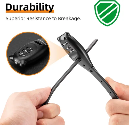 Miniatura 4 de ROCKBROS Cerradura de bicicleta con brida de cremallera, cerradura de cable pequeño, cerraduras ligeras para gabinete de refrigerador