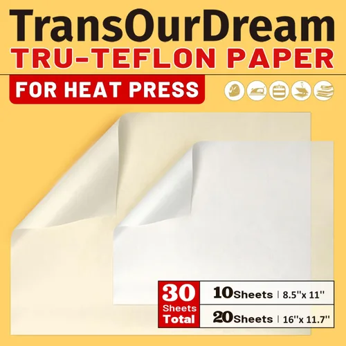 Miniatura 7 de TransOurDream Paquete de 3 Láminas de Teflón PTFE Tamaño S de 8.5 x 11" para Mini Prensa de Calor Alfombrilla Artesanal Resistente al Calor Papel