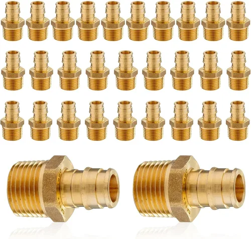 Miniatura 16 de Paquete de 5 accesorios de expansión Seelink PEX-A, adaptador NPT roscado macho de 1/2 x 3/4 pulgadas, accesorio de tubería de expansión de latón