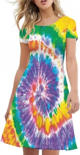 Miniatura 2 de Vestido de verano con vuelo de playa de manga corta para adolescentes y niñas de Buttefly azul