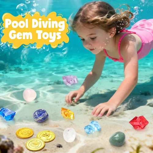 Miniatura 6 de Toylink Bombas de baño para niños con juguetes de gemas de buceo en el interior, paquete de 12 bombas de baño de cofre del tesoro con accesorios