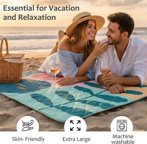 Miniatura 5 de Exclusivo Mezcla Manta de picnic impermeable de 60 x 80 pulgadas, manta de camping moderna a prueba de arena de poliéster floral multicolor grande