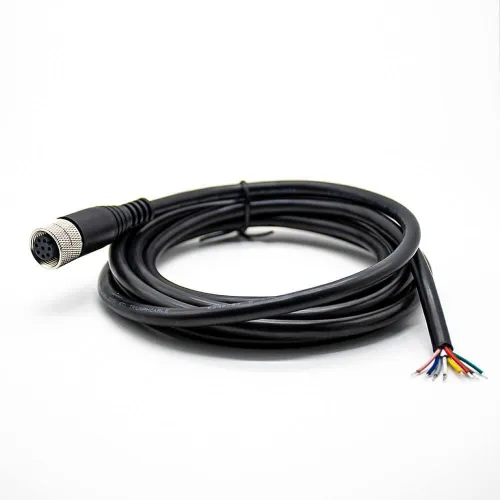 Miniatura 14 de Elecbee Cable M12 A-Code Conector recto de cabeza hembra individual Cable eléctrico de enchufe de aviación (cable de 12 pines 1M/3.3 pies)