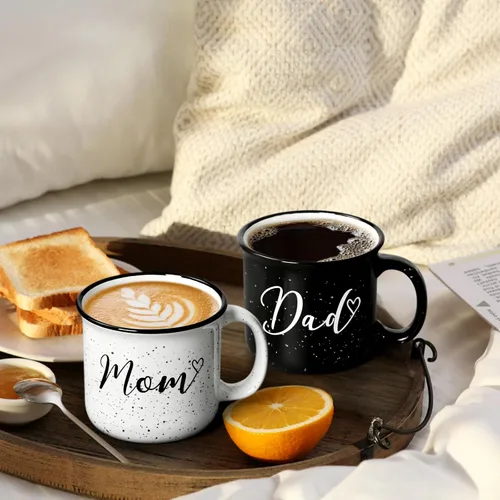 Miniatura 3 de YHRJWN Juego de tazas para padres nuevos, regalos para mamá y papá para parejas, perfecto para el día de la madre, día del padre y Navidad, 15 onzas