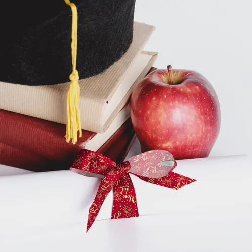 Miniatura 3 de Hying 4 cintas de graduación 2026, cintas de grogrén de 1 pulgada y 3/8 pulgadas de ancho, cintas metálicas de clase de 2026, cintas rojas