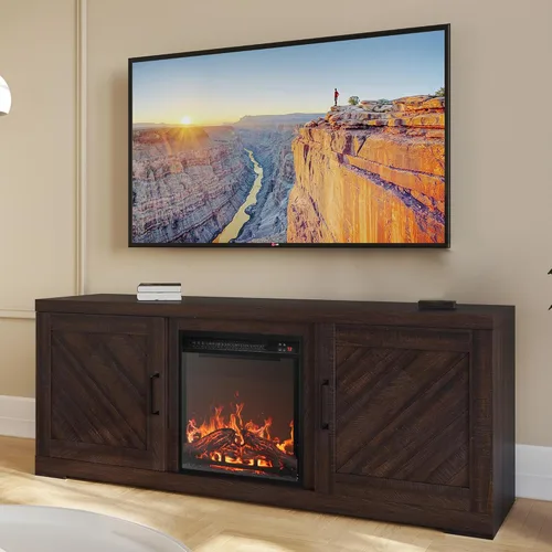 BELLEZE Hilo 58" puerta de granero TV consola para televisores de hasta 65" Espresso