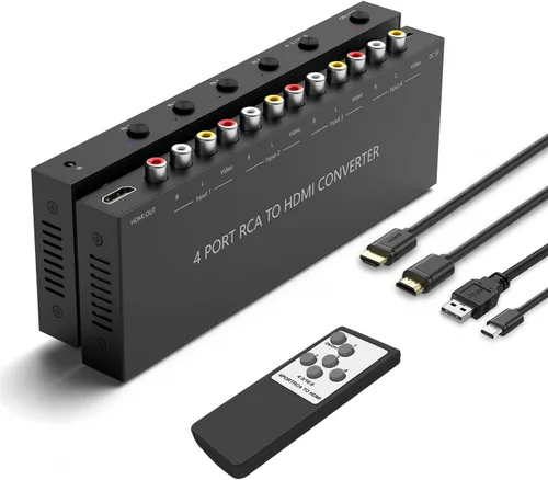 Miniatura 9 de Convertidor de 2 AV a HDMI, 1080P/720P 2 puertos RCA compuesto CVBS AV Switch a HDMI convertidor adaptador compatible 4:3/16:9 conmutación, para TV