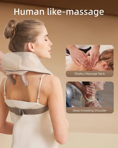 Miniatura 2 de Masajeador de cuello para aliviar el dolor de tejido profundo, alivia la tensión, amasador con calor, mejora la circulación, alivia el dolor