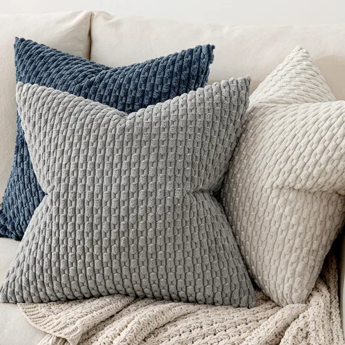 Miniatura 4 de MIULEE - Paquete de 2 fundas de cojín decorativas, modernas y boho, de terciopelo, con textura a rayas, para sofá, cama, sala de estar, decoración