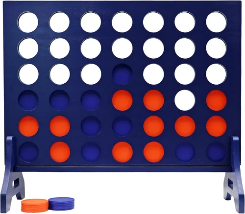 Miniatura 44 de Tailgating Pros Cuatro en una fila gigante azul marino premium con funda de transporte – Juego de patio al aire libre de gran tamaño – ¡Muchos