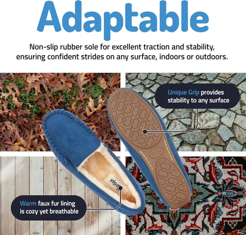 Miniatura 12 de Floopi Pantuflas para mujer, forro de piel sintética suave con espuma viscoelástica acogedora, pantuflas de casa para mujer con suela antideslizante