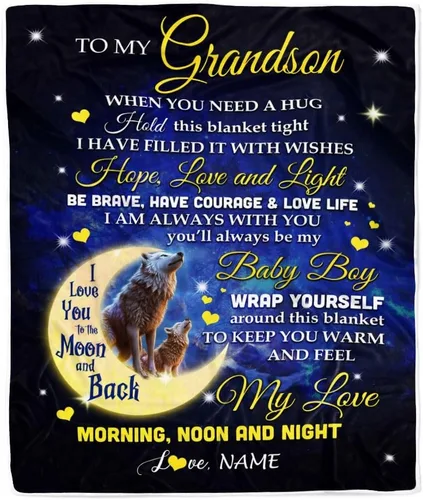 Miniatura 20 de Manta personalizada con texto en inglés «To My Grandson from Grandma Grandpa You Will Never Lose Lion Nison», manta de forro polar personalizada