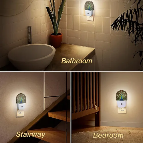 Miniatura 6 de El pavo real abre la luz nocturna, luces nocturnas se enchufan a la pared del hogar, escalera interior, pasillo de cocina, niños, niñas, mujeres