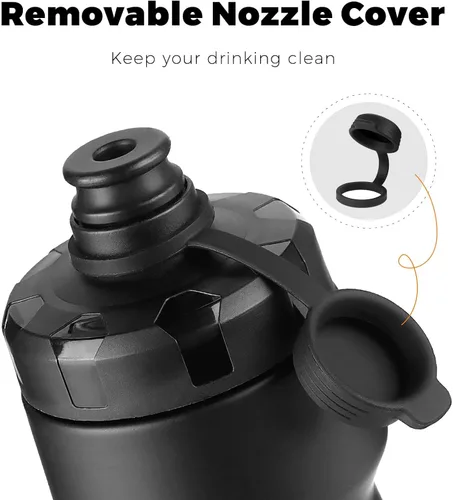 Miniatura 2 de QuiFit Paquete de 2 botellas de agua comprimibles para bicicleta de montaña, a prueba de fugas, con cubierta antipolvo, sin BPA, se adapta a