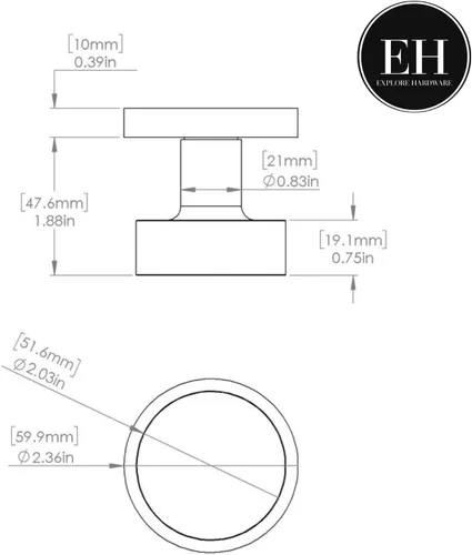 Miniatura 6 de Explore Hardware Bora Bora - Pomo para puerta de paso de latón macizo, color negro mate para puertas de pasillo o armario
