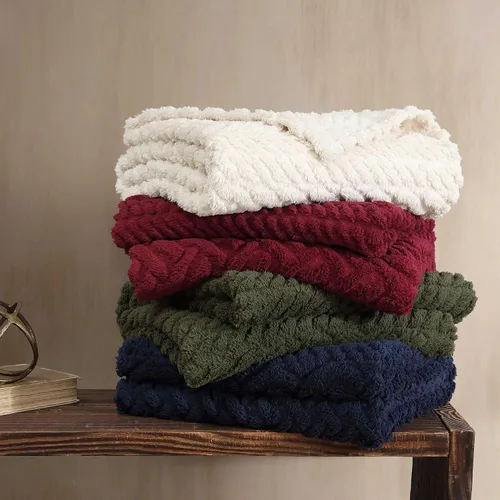 Miniatura 4 de Nautica - Manta de punto trenzado, suave ropa de cama Sherpa de punto trenzado, acogedora decoración del hogar para cama o sofá